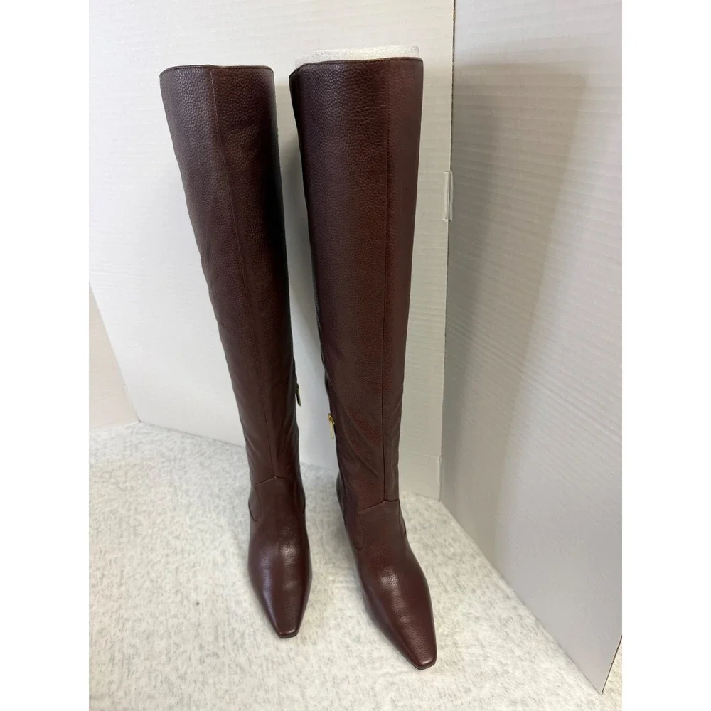 Vince Camuto Shalie2 Espresso Brown Leather Over The Knee Wide Calf Boots 7M‎ WC